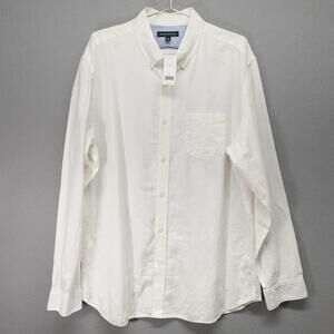 Banana Republic Shirt Mens XL White Linen Cotton Button Down Flip Cuff Coastal